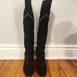 Tall Black Suede YSL Boots